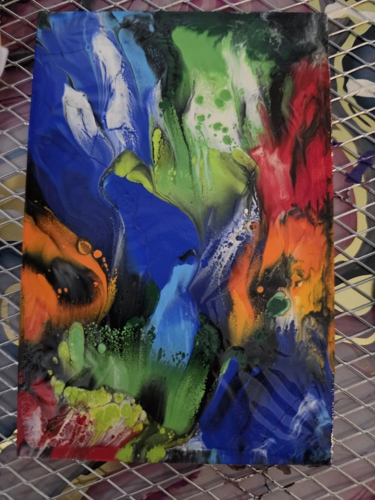 Vibrant PawPrint Pour — Handmade Abstract Dog-Inspired Canvas Art