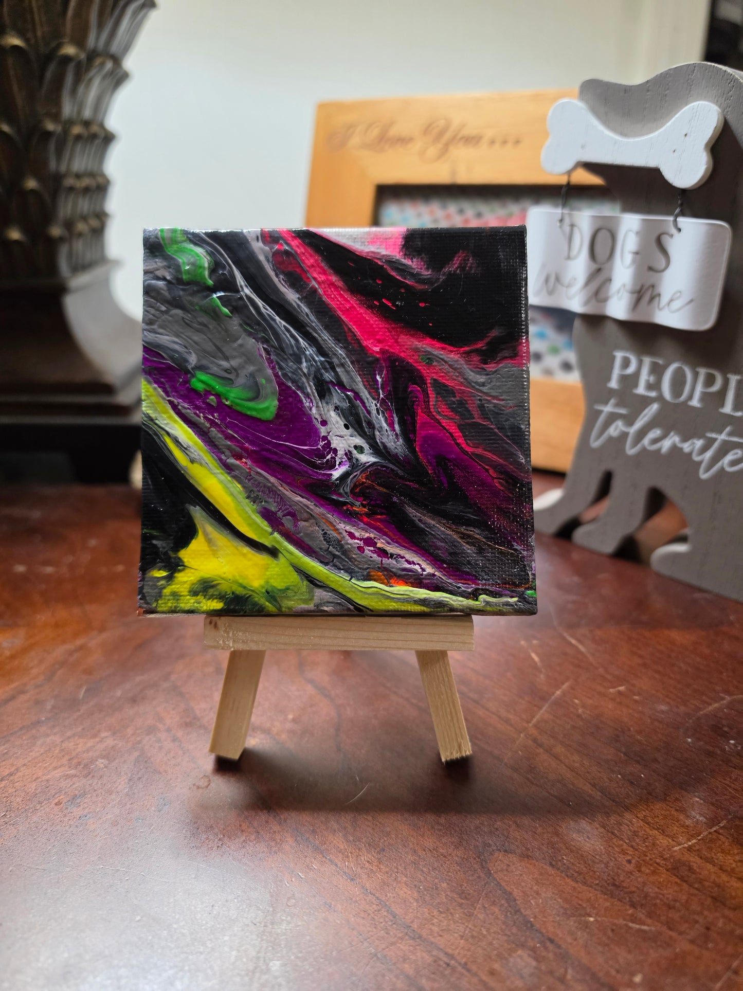 Vibrant Dog-Inspired Abstract Canvas Wall Art – Modern Colorful Painting
