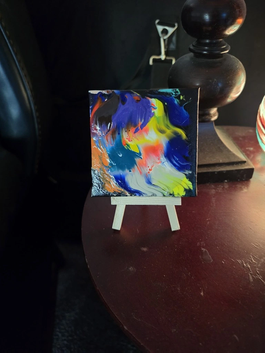 Colorful Canine Dreams Abstract Painting – Dog Lover Mini Canvas Art