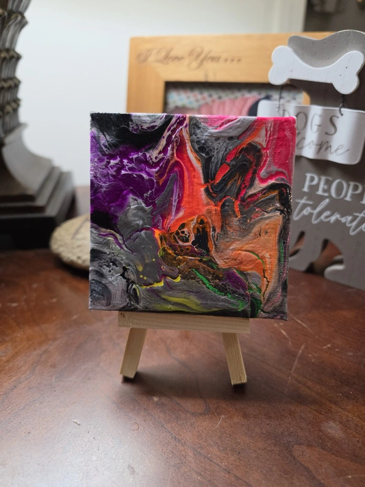 Fiery Paws Abstract Art Canvas – Handmade Dog Lover Painting | Unique Pet-Inspired Wall Decor”