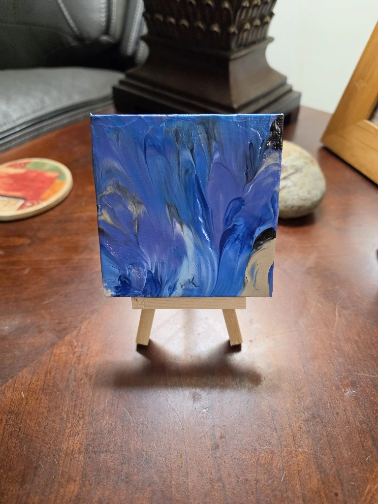 Calm Blue Paws – Handcrafted Abstract Dog-Inspired Mini Canvas | Pet Lover Decor Gift
